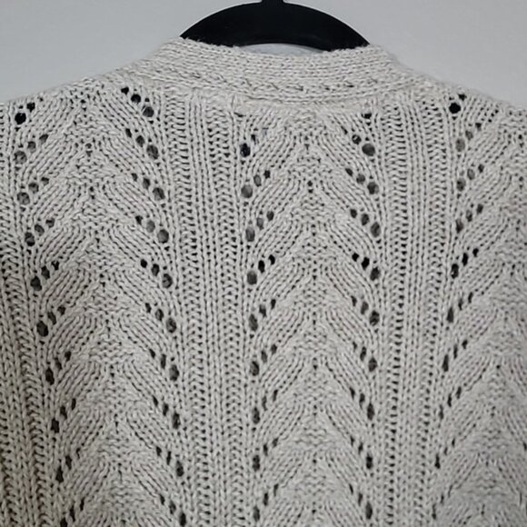 Vintage Liz Claiborne Chunky Knit Sweater Size L Ivory Cream Linen VNeck Coastal - Picture 10 of 13
